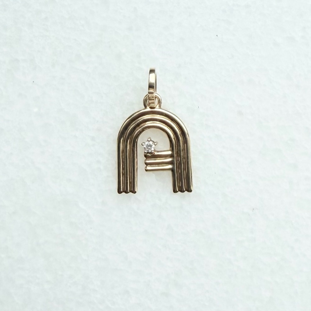 Adina Reyter Groovy Gold letter A hinged charm with Diamond Accent